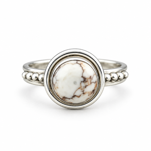 Wild Horse <b>Turquoise</b> Round Handmade Silver <b>Ring</b> Western Boho Statement Gemstone Jewelry Fashion <b>Ring</b> for Women Wholesale - Product Image 4