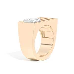 Anillo de Oro Ancho Personalizado con Diamante Esmeralda de 1 Quilate Creado en Laboratorio, Oro 10k 14k 18k, Banda de Jaula Audaz, Fabricante de Joyería al por Mayor, Engaste de Bisel - Product Image 4
