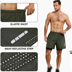 Lightweight Wholesale Price Men Double <b>Layer</b> Shorts Solid Casual <b>Mid</b> Elastic Waist Eco-Friendly Quick Dry Comfortable - Product Image 4