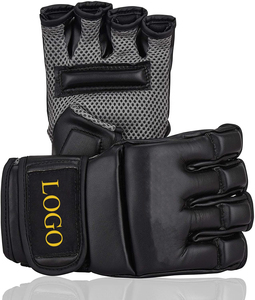Professional Wholesale Leather Half Finger MMA <b>Gloves</b> 12oz 14oz 16oz Loop Closing Strap Customizable for Training Boxing - Product Image 1