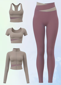 Women Sporty 2 Piece Set Knitted Crop <b>Top</b> Full Length Pants Color Blocking Breathable Spandex Cotton Pockets Regular Fit All - Product Image 6