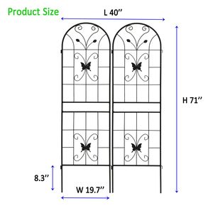 Set di 2 tralicci da giardino in metallo antiruggine neri da 180 cm x 50 cm per piante rampicanti, supporto per fiori da esterno - Product Image 5