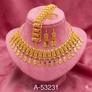 MOLL JEWELLERS Luxury Women's Trendy 24K Gold Plated Brass Zircon Cushion Cut Charm Necklace Earrings Set Box <b>Chain</b> A-53233 - Product Image 4