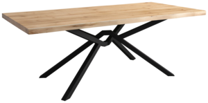 Table de cuisine et de salle à manger de style industriel, durable, en bois d'acacia massif, plateau rectangulaire à bords naturels, nouveau motif, pieds en métal - Product Image 2