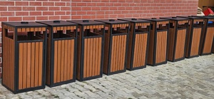 60L Wood Eco-Friendly Rectangular Standing Waste <b>Bin</b> Without <b>Lid</b> for Indoor/Outdoor Use - Product Image 2