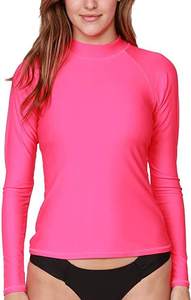 เสื้อแรชการ์ดแขนยาวสำหรับผู้ชาย ระบายอากาศได้ดี ผลิตจากไนลอน 100% ป้องกันแสงแดดได้ดีขึ้น สีชมพู แบบยูนิเซ็กส์ - Product Image 2
