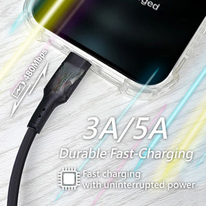 Cable de Carga Rápida Tipo-C de 240W, Resistente, con Trenzado de Cobre Puro y Revestimiento de PVC, 0.3M, para Autos/Android/iOS/Telefonos Móviles/Computadoras/Bancos de Energía - Product Image 5