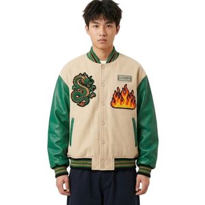 Blouson universitaire personnalisé rouge bordeaux en 100 % laine avec manches en cuir véritable noir – Blouson Letterman streetwear - Product Image 6