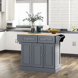 Carrello da Cucina Moderno in Legno di Quercia con Ruote e Cassetti, Grigio Scuro - Product Image 2