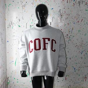 Sweat-shirt à col montant COFC ASH GREY 100% coton avec broderie appliquée marron, col large, URBAN PRODUCTIONS - Product Image 1