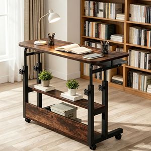 Scrivania per Laptop in Legno Contemporanea con Spazio di Archiviazione Mobile per Ufficio Domestico - Product Image 1