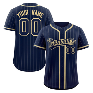 Dernier modèle de maillot de baseball personnalisé de qualité supérieure, écologique, rayé blanc et bleu, broderie unisexe, pour adolescents, maillot de softball court - Product Image 2