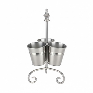 Top Quality Metal Utensil Holder <b>Kitchen</b> Decor Utensil Organizer Countertop <b>Caddy</b> With 4 Compartment And Wood Handle - Product Image 3