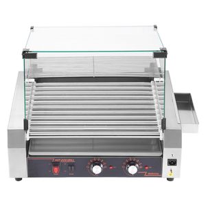 Macchina per Hot Dog Commerciale da 1600W, Cuocitore a Doppia Temperatura, Griglia per Salsicce in Acciaio Inox con 30 Rulli, Cuocitore per Hot Dog a 11 Rulli - Product Image 1