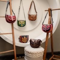 Tas kulit buatan tangan baru dompet kulit daur ulang rambut-on gambar hewan tali bahu tas tangan wanita dompet selempang Medium