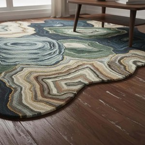 Luxury Abstract Geode Area Rug Irregular Shape Soft Hand Tufted Carpet for Living Room Bedroom <b>Floor</b> Decor Non Slip Modern Rug - Product Image 3