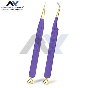 Pinces à cils personnalisées avec logo, vente en gros, pointe droite et courbée, pour extensions de cils, lot de 2, très demandées - Product Image 5