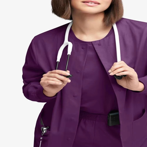 Blouse médicale pour femme en polyester violet, à manches longues, tricotée, infroissable, nouvelle collection - Product Image 3