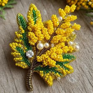Handmade Embroidery Beaded Brooch with Intricate Beadwork and Fine Details Luxury Designer Embroidered Beaded - Product Image 6