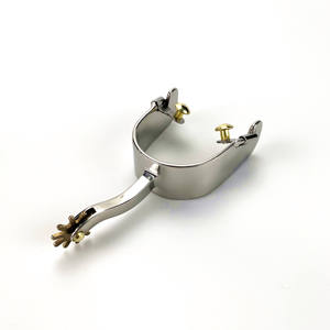 Estribos de acero inoxidable con espuela de latón y engranaje giratorio, equipo ecuestre, estribos con espuela de latón, equitación vintage. - Product Image 2