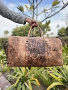 Nueva llegada de cuero genuino bolsas de equipaje de usos múltiples Bolso hecho a mano Unisex bolsa de viaje de gran tamaño bolso de uso múltiple - Product Image 4