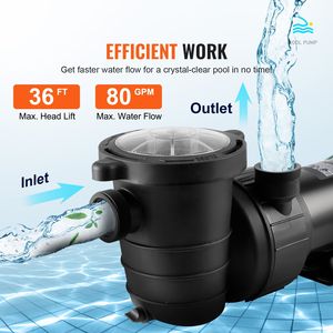 Bomba para Piscina de 1 HP, 80 GPM, Velocidad Única, 120V, 3450 RPM, 36 pies Máx. Bomba de Agua para Piscina Elevada con Alcance Máximo de 36 pies Elevación de Cabeza - Product Image 5