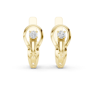 18K YELLOW GOLD Lab Grown 0.18ct Round Brilliant Cut Diamond Solitaire Oval <b>Frame</b> Luxury Contemporary Drop Earrings - Product Image 1