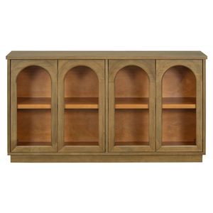 TREXM 4-Door Large Storage Buffet Cabinet Adjustable <b>Shelves</b> Arched <b>Kitchen</b> Dining Room Display & China Cabinets Glass Doors - Product Image 3