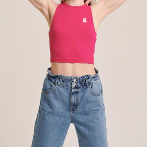 Women's Eco-Friendly Breathable Quick-Dry Jersey Fabric Spandex/Cotton Tank <b>Tops</b> O-Neck Casual Solid Pattern - Product Image 1