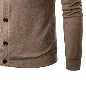 Pull en tricot pour homme, col en V, manches longues, couleur unie, laine/acrylique, respirant, vêtements d'hiver - Product Image 4