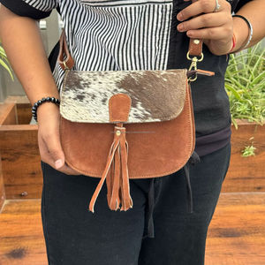 Bolso bandolera cruzado con borlas de cuero de ante genuino que combina con todo Retro de gama alta para bolsos de hombro de piel de vaca para mujer - Product Image 4
