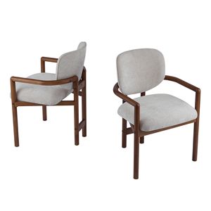 Poltrone imbottite beige (set di 2) - Legno di gomma, capacità di carico 300 libbre, struttura solida - Product Image 4