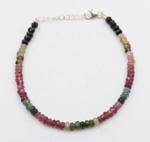 Bracelet artisanal en tourmaline multicolore à facettes, perles rondes de 4 mm, avec trou de 0,40 mm, Indian Gem Store - Product Image 2
