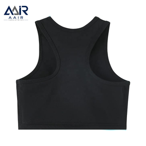 Brassière de sport pour femme, style crop top, sans manches, en polyester, avec logo frontal, respirante, séchage rapide, pour le fitness, l'entraînement et la gym - Product Image 1