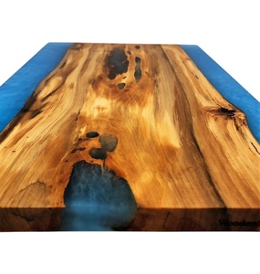 Tabla de cortar de madera de olivo epoxi hecha a mano, madera natural multiusos de lujo, tamaño y color personalizados de la India - Product Image 2