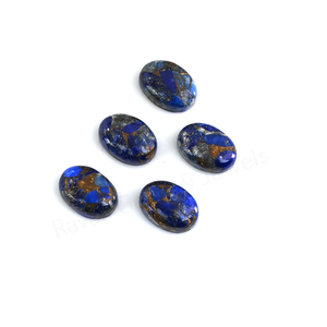 Natural <b>Lapis</b> <b>Lazuli</b> Copper Composite 10x14mm Oval Flatback High Polish Smooth Loose Gemstone Cabochon Jewelry Making Pendant - Product Image 3