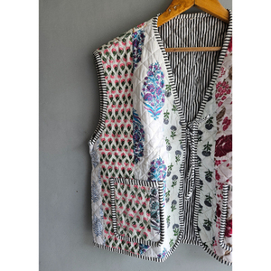 Manteau tricoté matelassé vintage 100 % coton pour femme, avec patchwork et broderie florale, décontracté, toutes saisons, cadeau pour elle - Product Image 2
