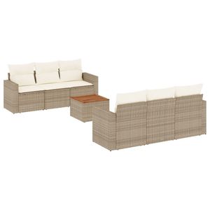 Ensemble de canapé de jardin modulaire en polyrotin beige 7 pièces, meubles d'extérieur confortables et élégants - Product Image 2