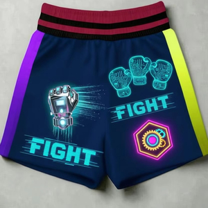 Shorts de boxe en polyester, design personnalisé imprimé, logo brodé, respirant, entraînement physique, taille personnalisée - Product Image 1
