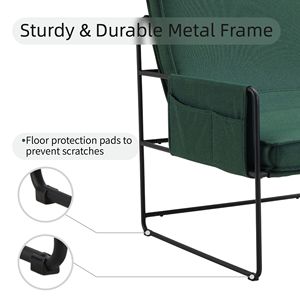 Comoda Poltrona Sling con Cuscino Rimovibile, Sedia da Trucco per Soggiorno con Borsa Portaoggetti - Product Image 5