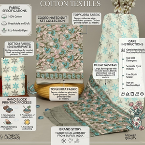 White Grey Floral Cotton Sarong Kurti <b>Pyjama</b> Set | High Quality Hand Block Print Women Resort Wear | Ethnic Casual Lounge Wear - Product Image 6