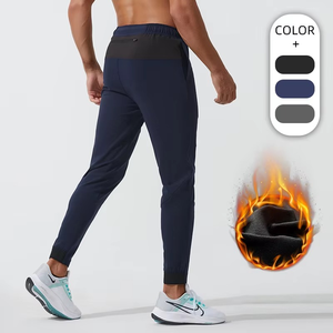 2026 Spring Autumn Thin Velvet Mid-Waist Sports Trousers Men's <b>Elastic</b> <b>Lace</b> up Sports Pants Running Sports Racing Warm Jogger - Product Image 5