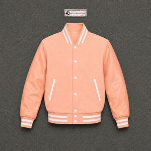 Chaqueta Universitaria Vintage de Lana Color Durazno, Impresionante, con Cuello Vuelto, Estilo Casual, para Otoño, Exclusiva, Hermosa - Product Image 5