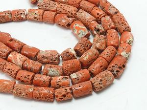 Italian Red Coral Tube Beads 8 Inch Strand 9-10mm Smooth <b>Drum</b> Cylinders 100% Natural Stone for Jewelry Making - Product Image 6
