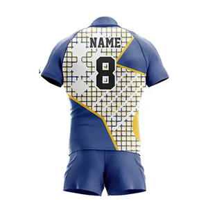 Camisetas de Rugby Personalizadas al por Mayor con Impresión por Transferencia de Calor para Hombre, Protección UV, 100% Poliéster, Cuello en V, Manga Corta, Ajuste Atlético, Elásticas - Product Image 2