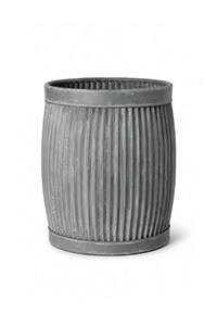 Rustic Round <b>Plastic</b> <b>Planters</b> Outdoor Garden Pots Gray Ribbed Design Set of Three - Product Image 3