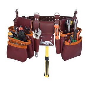 Adjustable Brown Leather Waist Bag with Roller Buckle Cooling Mesh Padding Waterproof High-Capacity Fits up to 46 Inch Waist - Product Image 5