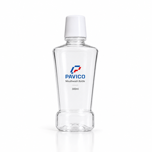 Custom 300ml Flat PET Mouthwash <b>Bottle</b> Clear Amber <b>Pink</b> White Plastic Oral Care Packaging with Screw Cap Vietnam Factory - Product Image 1
