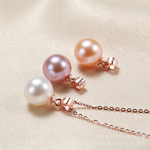 Vente directe du fabricant Chaîne en argent pur S925 avec perle d'eau douce Perle de riz et pendentif à fermoir en forme de graine de melon - Product Image 2