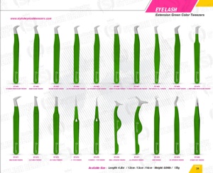 Green Tip Multi Volume Eyelash Tweezers Sharp Points Easy To Pickup Thin Lashes Eyelash grooming tools Custom Logo - Product Image 6